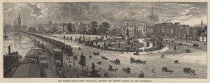 Thames Embankment, Whitehall, jossa näkyy hallituksen vaatima maaperä tekijältä English School