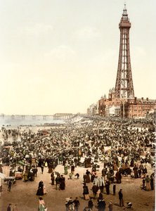 Torni ja ranta, Blackpool (käsin värjätty valokuva) tekijältä English School