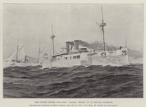Yhdysvaltain sotalaiva "Maine", räjäytettiin Havannan satamassa (litho) tekijältä English School