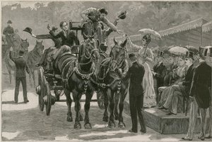 Whit Monday carthorse paraati Regents Parkissa; Prinsessa May esittelee merkit tekijältä English School