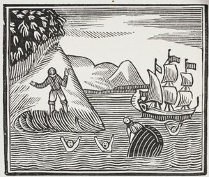 The Wreck, kuvitus John Ashtonin kirjasta Chap-books of the Eightenth Century, pubi. 1882 tekijältä English School