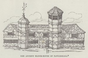 Fawkeshallin muinainen kartano (kaiverrus) tekijältä English School