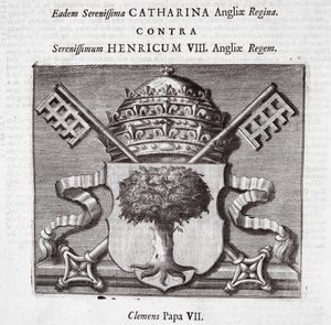 Paavi Klemens VII:n käsivarret, kuvitus John Foxen teoksista ja monumenteista, yhdeksäs painos, pub. 1684 tekijältä English School