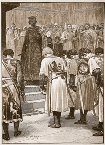 Paronit esittävät vaatimuksensa Henrylle, kuvitus Cassells Illustrated History of Englandista (seepiakuva) tekijältä English School