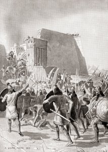 Assyrian kuningas Esarhaddon valloitti Egyptin Memphisin vuonna 671 eKr. Hutchinsonin kansojen historiasta, pub.1915 tekijältä English School