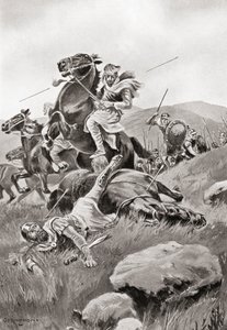 Masistiuksen kuolema, kun hän johti ratsuväen hyökkäystä kreikkalaisia joukkoja vastaan, Hutchinsonin kansojen historiasta, pub.1915 tekijältä English School