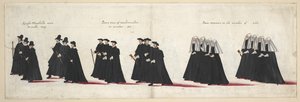 Kuningatar Elisabet I:n hautajaiskulkue Westminster Abbeyyn 28. huhtikuuta 1603 tekijältä English School