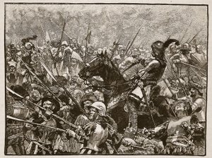 Schwarzin ja hänen saksalaistensa viimeinen osasto, kuvitus Cassells Illustrated History of Englandista (seepiakuva) tekijältä English School