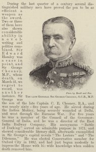 Edesmennyt kenraali Sir George Chesney, GCB, kansanedustaja (kaiverrus) tekijältä English School
