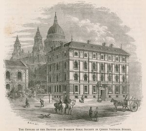 British and Foreign Bible Societyn toimistot Queen Victoria Streetillä Lontoossa tekijältä English School