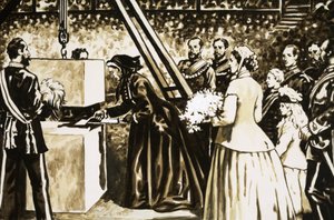Ikääntyvä kuningatar Victoria avasi Albert Hallin vuonna 1871. tekijältä English School