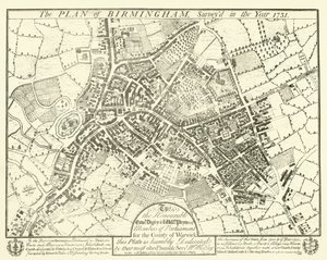 Birminghamin suunnitelma, kartoitettu vuonna 1731 tekijältä English School