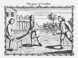 Näytelmä Cricketissä (kaiverrus) tekijältä English School
