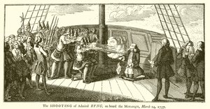 Admiral Byngin ampuminen Monarque-aluksella 14. maaliskuuta 1757 tekijältä English School