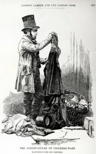 Vanhojen vaatteiden astioiden vaihtokauppa katukauppias, n. 1840 tekijältä English School
