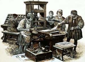 Kolmas Englannin painokone perustettiin St. Albansiin vuonna 1480 (guassi paperille) tekijältä English School
