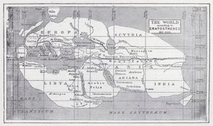 Maailma Eratosthenesin mukaan, eKr. 220 (litho) tekijältä English School