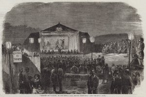 "Theatre des Zouaves" ranskalaisessa leirissä ennen Sebastopolia (kaiverrus) tekijältä English School