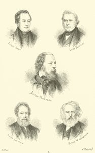 Thomas Hood, Lord Macaulay, Alfred Tennyson, Lord Lytton, Henry W Longfellow tekijältä English School