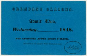 Lippu Cremorne Gardensiin Lontoossa, 1848 tekijältä English School