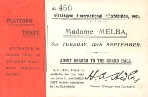 Lippu Nellie Melban kuulemiseen Glasgow