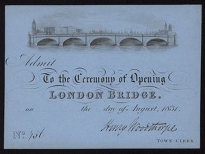 Lippu London Bridgen avajaisiin tekijältä English School