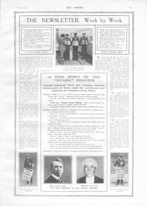 Aikajana tapahtumista ja artikkeleista Titanicin uppoamisesta, The Spherestä, 27. huhtikuuta 1912 tekijältä English School