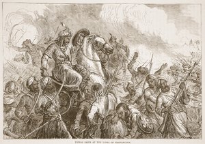 Tippoo Sahib Travancoren linjoilla, kuvitus James Grantin Cassells Illustrated History of Indiasta, pubi. 1879 tekijältä English School