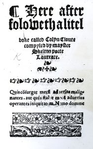 John Skeltonin Colin Clouten otsikkosivu, julkaistu n. 1550 (painettu paperi) tekijältä English School