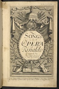 Nimisivu Friedrich Händelin kappaleeseen "Songs in the Opera of Rinaldo". tekijältä English School