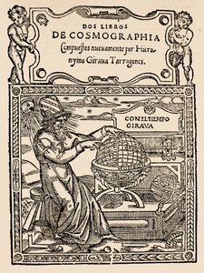 Nimisivu Hieronymo Girana Tarragonesin kahdelle kosmografian kirjalle, Amerikan narratiivisesta ja kriittisesta historiasta, toimittanut Justin Winsor, Lontoo, 1886 (puupainatus) tekijältä English School