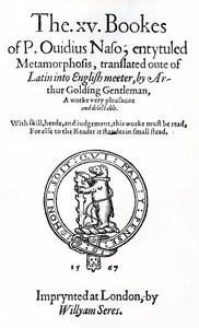 P. Ovidius Nason XV kirjan otsikkosivu nimeltä Metamorphosis tekijältä English School