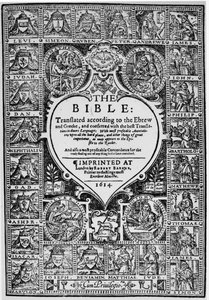 Nimisivu Geneven Raamatun englanninkieliselle käännökselle, 1614 tekijältä English School
