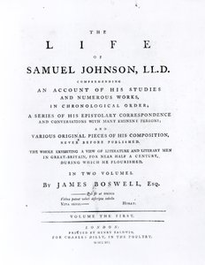 Nimisivu, James Boswellin (1740-1795) Samuel Johnsonin elämästä tekijältä English School