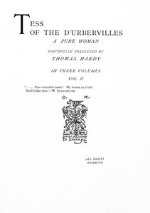 Nimisivu Thomas Hardyn teokseen Tess of the D