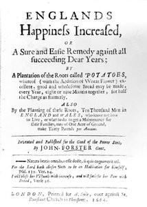 John Forsterin Englannin Happiness Increased -julkaisun otsikkosivu, julkaistu vuonna 1664 (painettu paperi) tekijältä English School