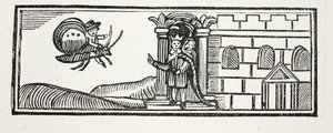 Tom piiloutui ja yritti paeta perhosen selässä, kuvitus John Ashtonin pubista Chap-books of the Eightenth Century. 1882