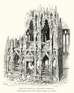 Kuningas Edward II:n hauta, Gloucesterin katedraali (kaiverrus). tekijältä English School