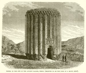 Torni muinaisen Raghesin paikalla, Persia (oletetaan olevan Mogul Kingin hauta)