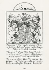 Kauppakortti Thomas Collyerille, Cornhill Haberdasherille tekijältä English School