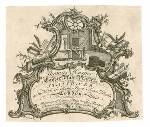 Vaihtokortti Thomas Harperille, kuparilevytulostimelle ja paperikoneelle tekijältä English School