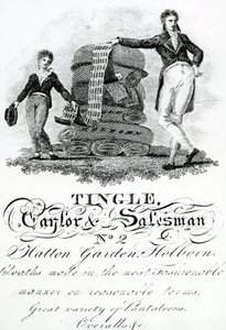 Kauppakortti Tingle, Taylor and Salesman, No 2 Hatton Garden, Holborn (kaiverrus) tekijältä English School
