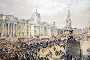 Trafalgar Square, Edward VII:n ja tanskalaisen Alexandran häämuistomerkki, pub. 1864 tekijältä English School