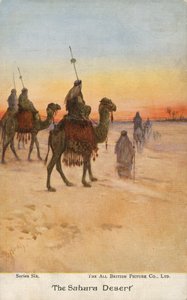 Matkailijat Saharan autiomaassa (värilitho) tekijältä English School