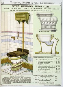 Triton Closet saniteettitavaraluettelosta, jonka on valmistanut Morrison, Ingram & Co., Manchester, julkaistu noin 1890 tekijältä English School
