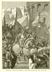 Richard I:n ja Philip Augustuksen voittokulku Acre, 1191 tekijältä English School