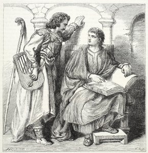 Trubaduuri ja Barbe, kuvitus James Aitken Wylien (1808-1890) Protestantismin historiasta, pub. 1878 tekijältä English School