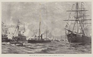 Laivaston tyypit Royal Naval Reviewissa Spitheadissa, 23. heinäkuuta 1887 (litho) tekijältä English School