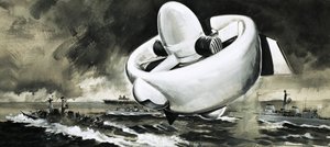 Tunnistamaton lentävä laite nousee laivojen yläpuolelle merellä (WW2-aika) tekijältä English School