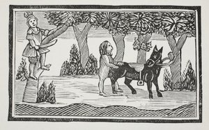 Valentine ja Orson, kuvitus John Ashtonin kirjasta Chap-books of the Eightenth Century, pubi. 1882 tekijältä English School